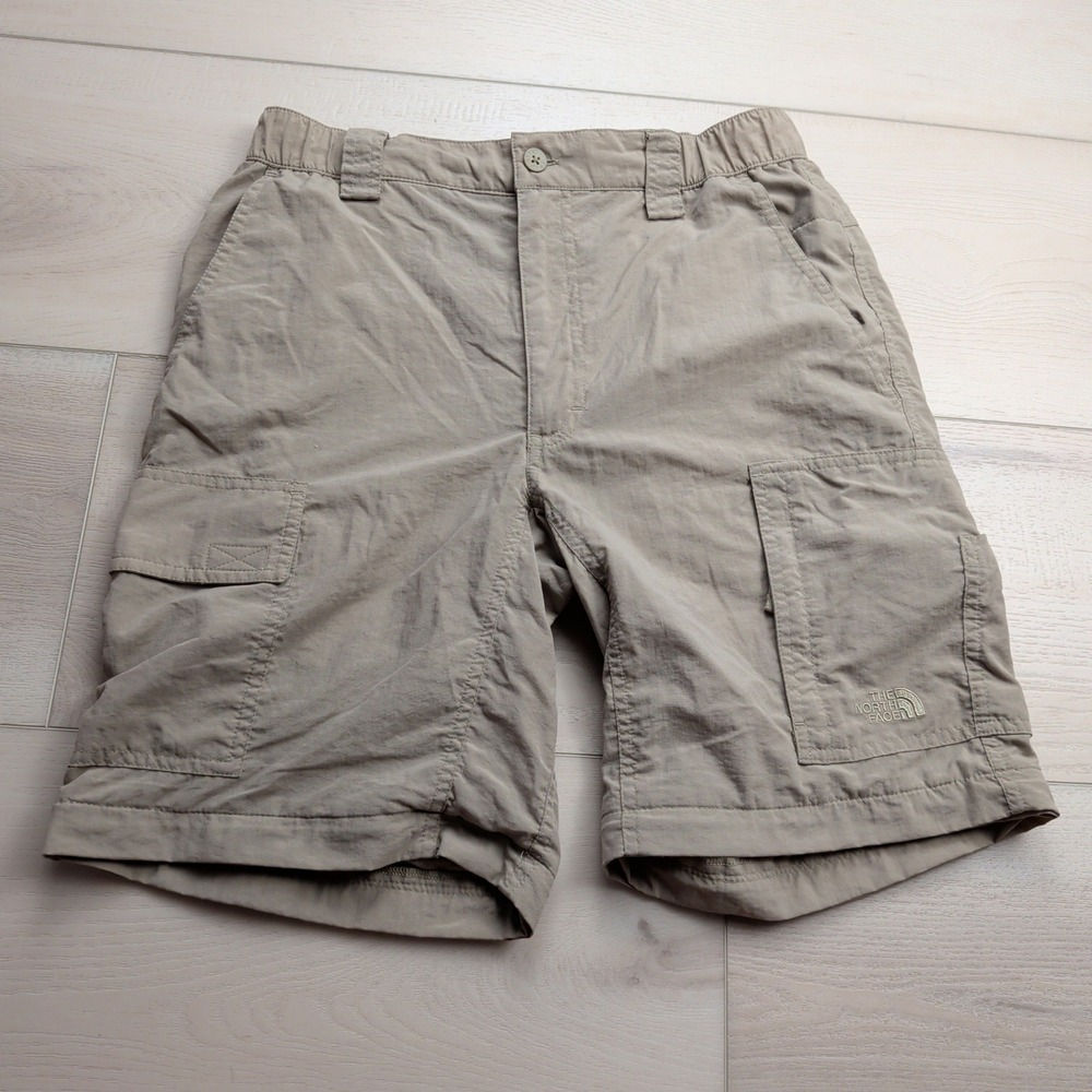 The North Face Cargo Shorts Mens Small Khaki Tan Nylon Hiking Outdoors READ